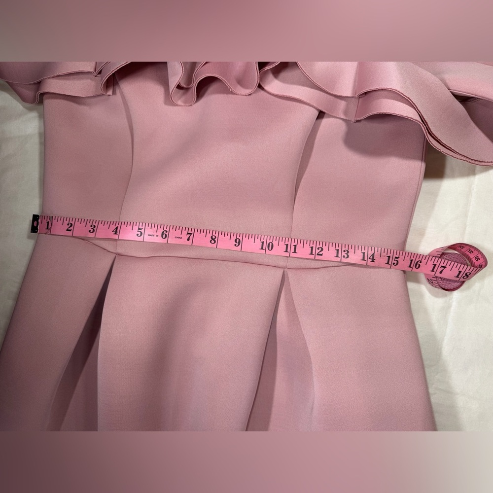 ASOS DESIGN - Strappy Ruffle Scuba Dress in Pink - Size 10 - Picture 4 of 9